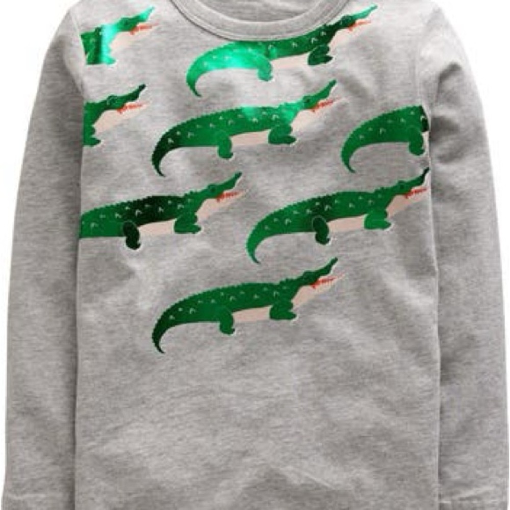 Mini Boden Kids' Foiled Crocodile Cotton T-Shirt